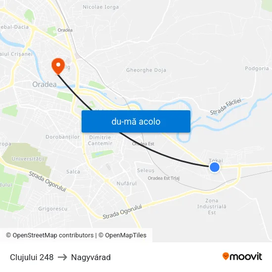 Harta de Clujului 248 către Nagyvárad