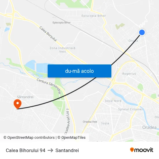 Harta de Calea Bihorului 94 către Santandrei