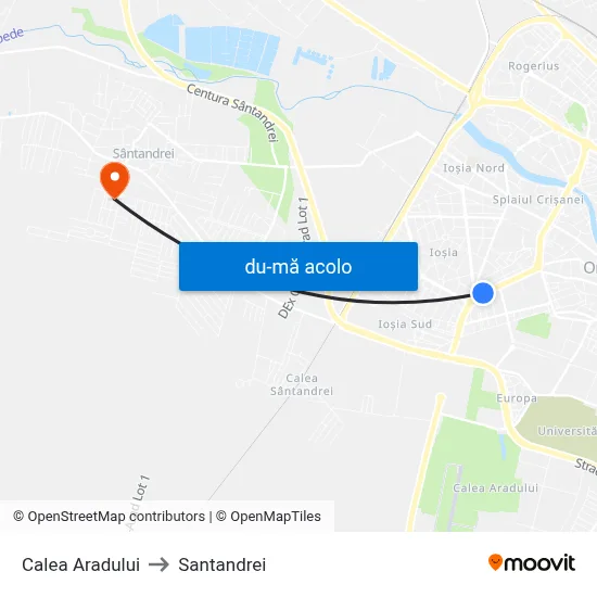 Harta de Calea Aradului către Santandrei