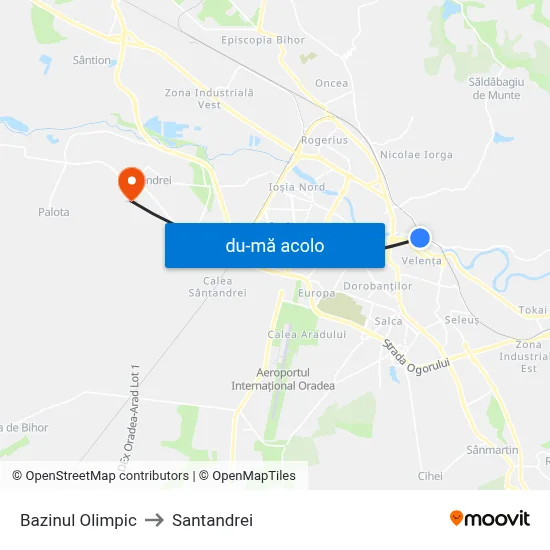 Harta de Bazinul Olimpic către Santandrei