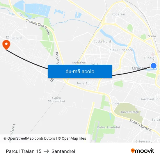 Harta de Parcul Traian 15 către Santandrei