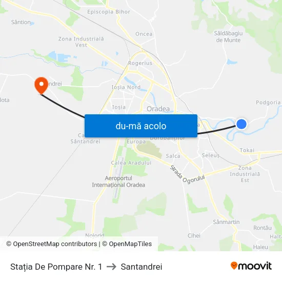 Harta de Stația De Pompare Nr. 1 către Santandrei