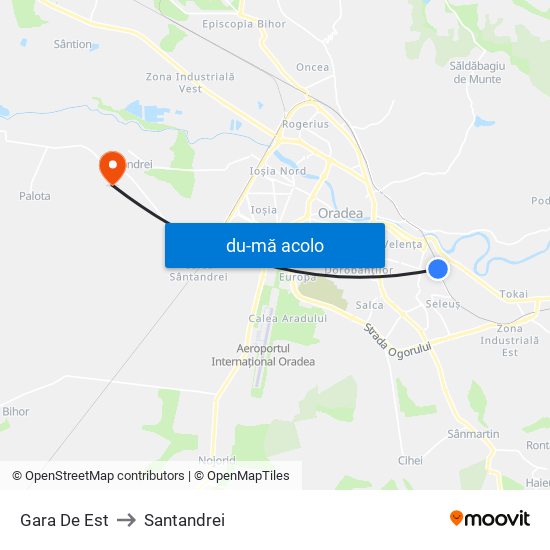 Harta de Gara De Est către Santandrei