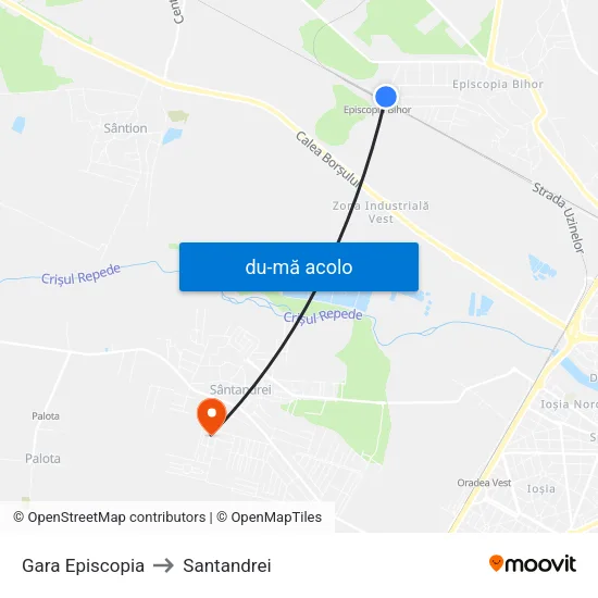 Harta de Gara Episcopia către Santandrei