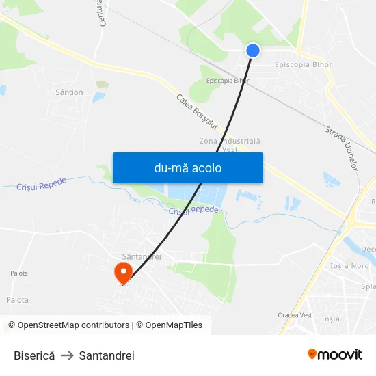 Harta de Biserică către Santandrei