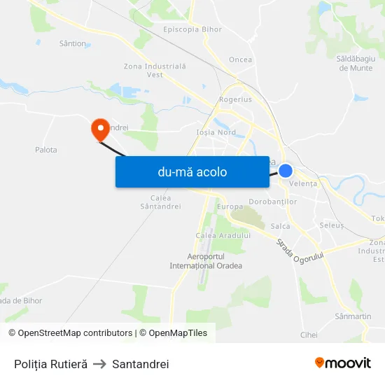 Harta de Poliția Rutieră către Santandrei