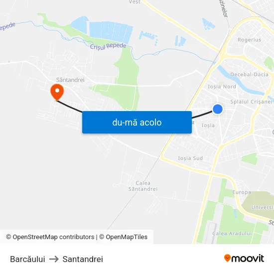 Harta de Barcăului către Santandrei