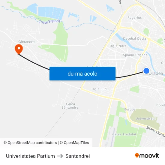 Harta de Univeristatea Partium către Santandrei