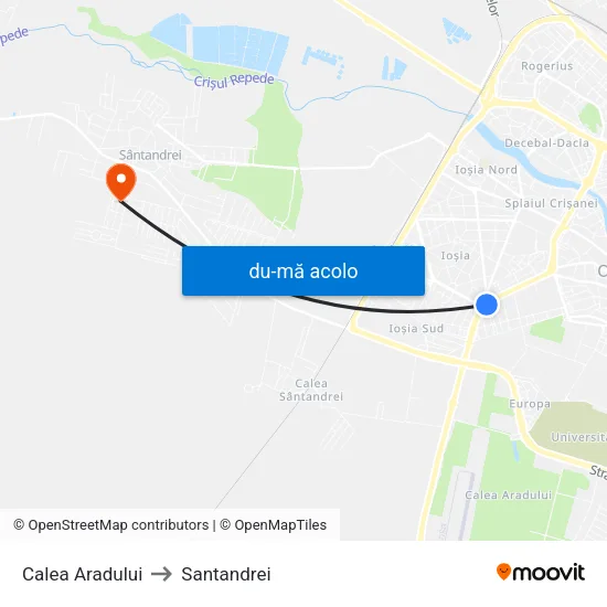 Harta de Calea Aradului către Santandrei