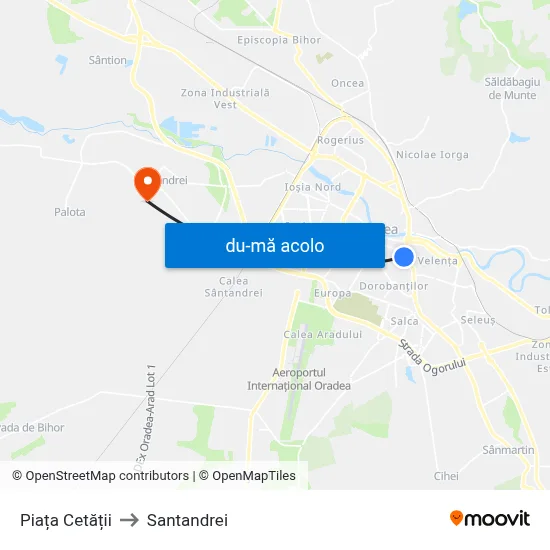 Harta de Piața Cetății către Santandrei