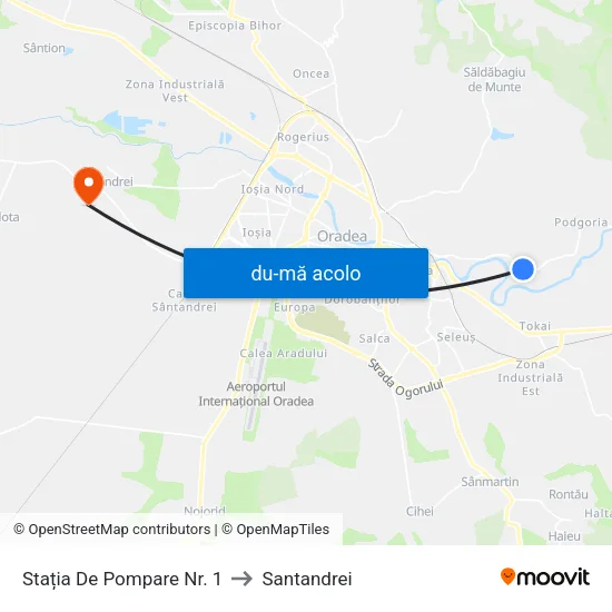 Harta de Stația De Pompare Nr. 1 către Santandrei