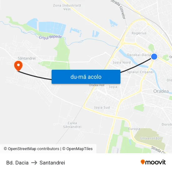 Harta de Bd. Dacia către Santandrei