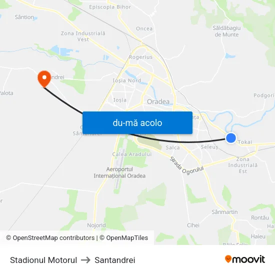 Harta de Stadionul Motorul către Santandrei
