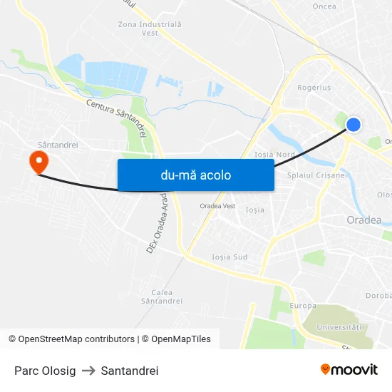 Harta de Parc Olosig către Santandrei