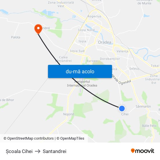 Harta de Școala Cihei către Santandrei