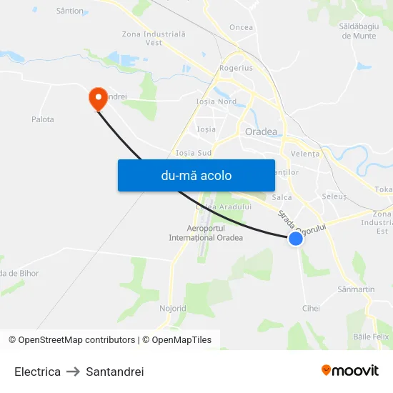 Harta de Electrica către Santandrei