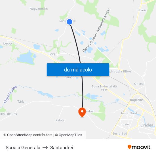 Harta de Școala Generală către Santandrei