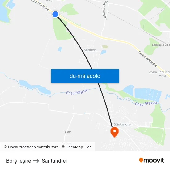 Harta de Borș Ieșire către Santandrei