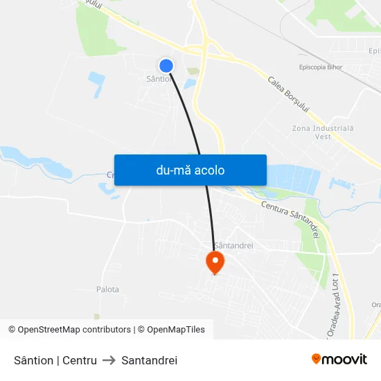 Harta de Sântion | Centru către Santandrei