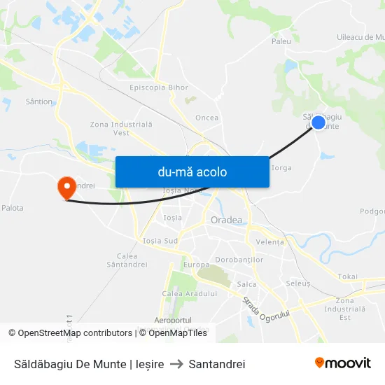 Harta de Săldăbagiu De Munte | Ieșire către Santandrei