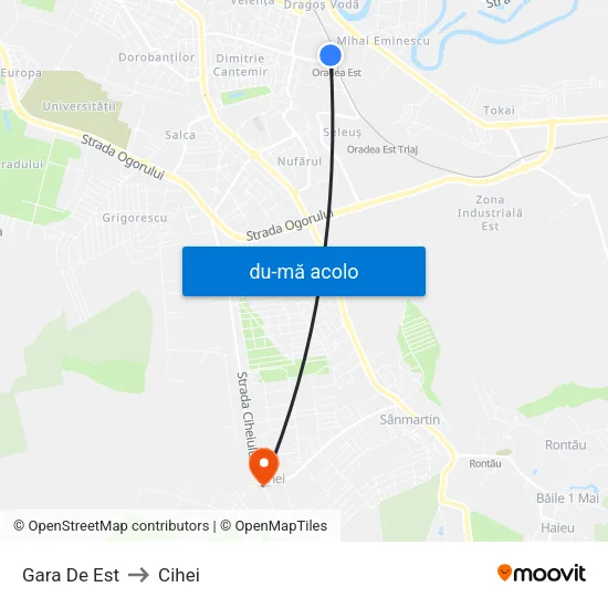 Harta de Gara De Est către Cihei