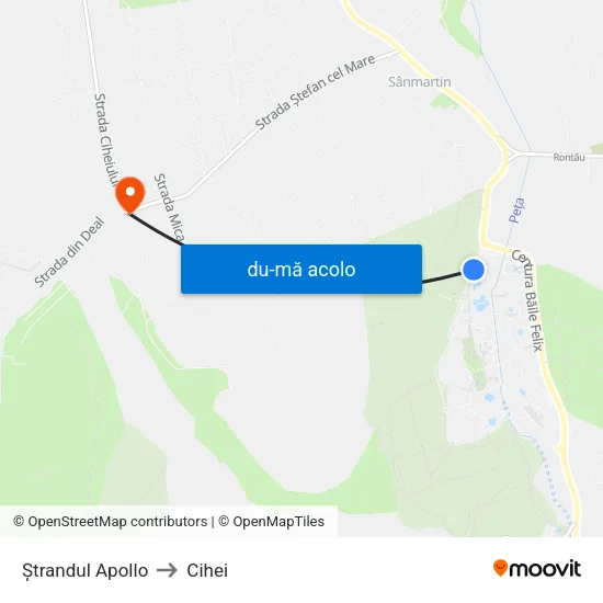 Harta de Băile Felix | Ștrandul Apollo către Cihei