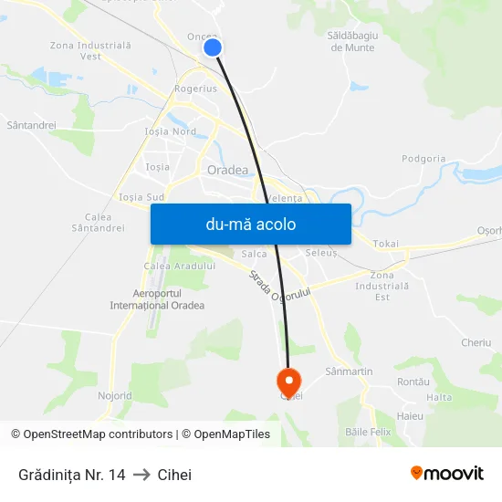 Harta de Grădinița Nr. 14 către Cihei