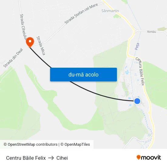 Harta de Băile Felix | Centru către Cihei