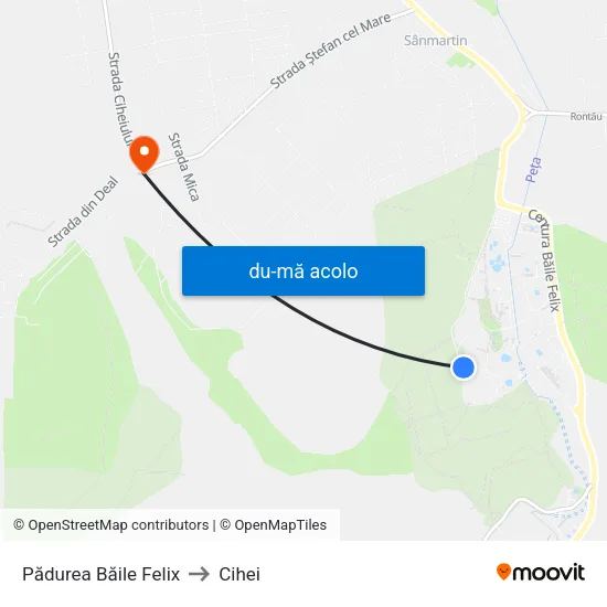 Harta de Băile Felix | Pădure către Cihei