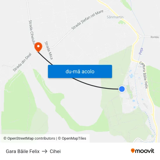 Harta de Băile Felix | Gară către Cihei