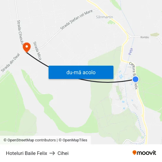 Harta de Băile Felix | Hoteluri către Cihei