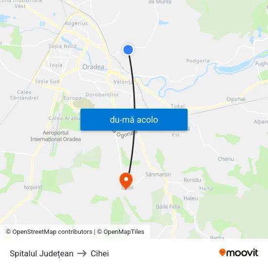 Harta de Spitalul Județean către Cihei