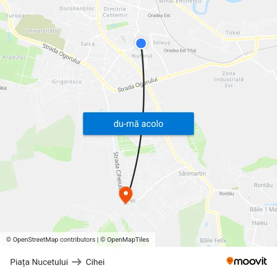 Harta de Piața Nucetului către Cihei