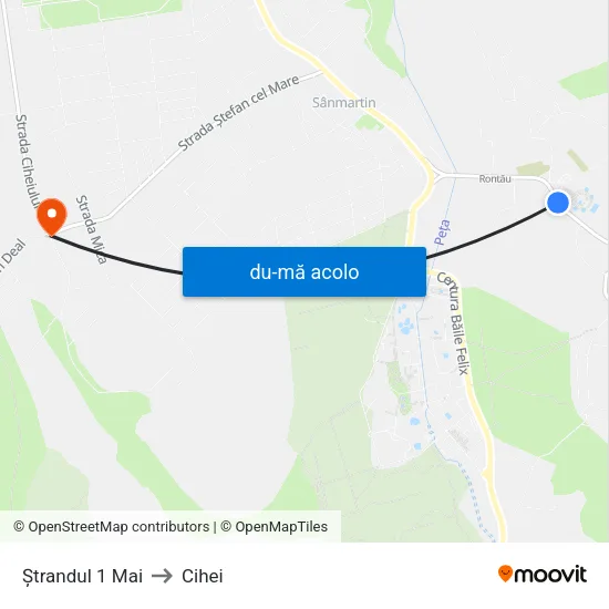 Harta de Băile 1 Mai | Ștrand către Cihei