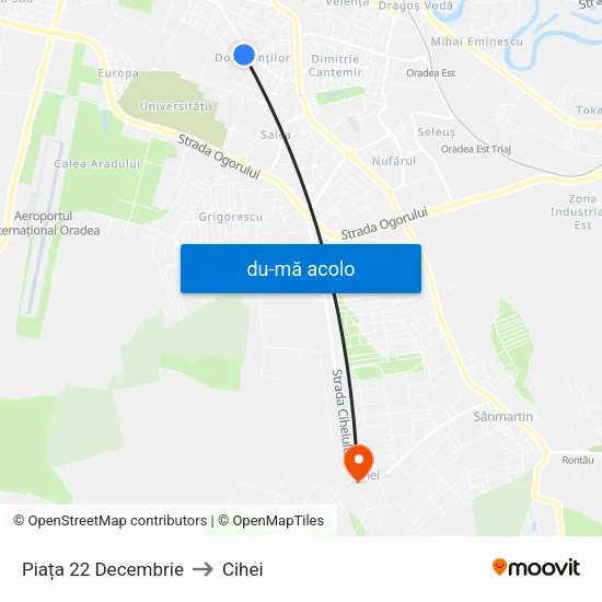 Harta de Piața 22 Decembrie către Cihei