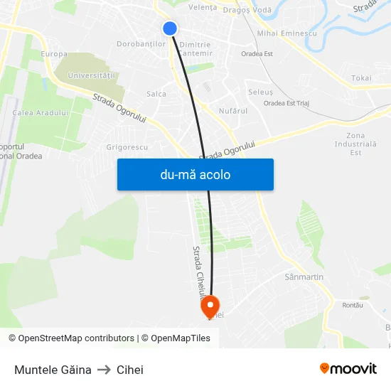 Harta de Muntele Găina către Cihei