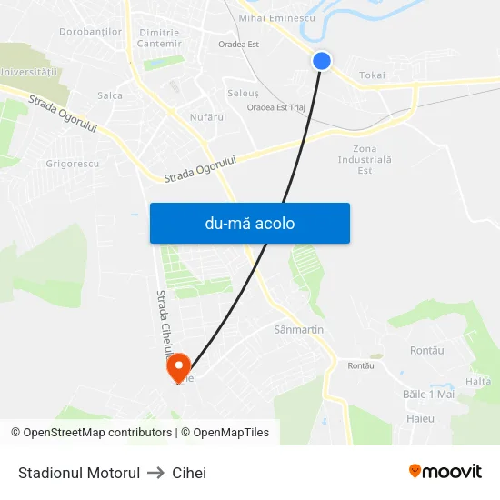 Harta de Stadionul Motorul către Cihei