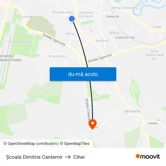 Harta de Școala Dimitrie Cantemir către Cihei