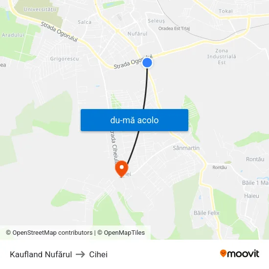 Harta de Kaufland Nufărul către Cihei