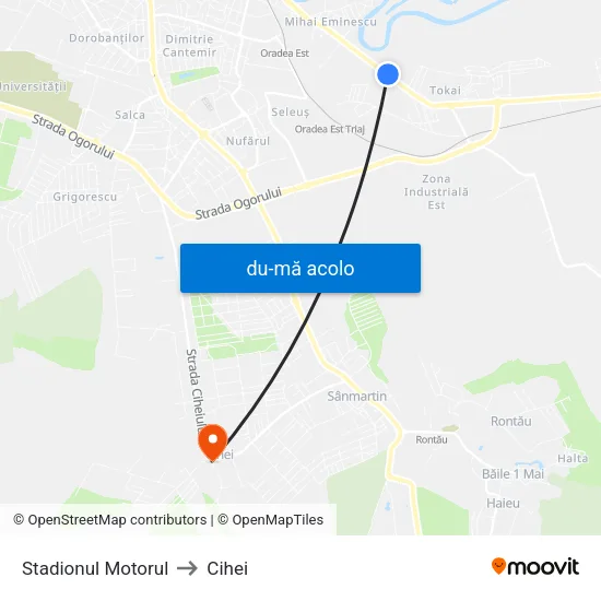 Harta de Stadionul Motorul către Cihei