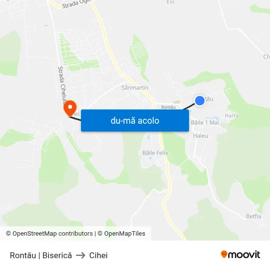 Harta de Rontău | Biserică către Cihei