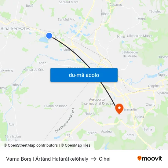 Harta de Vama Borș | Ártánd Határátkelőhely către Cihei