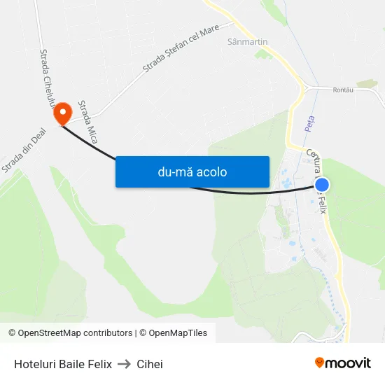 Harta de Băile Felix | Hoteluri către Cihei