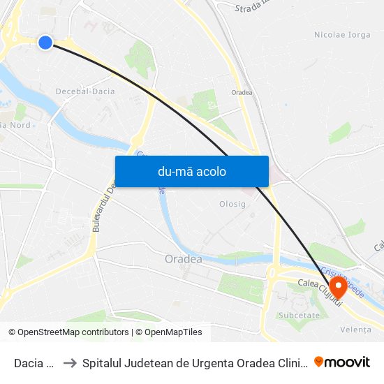 Harta de Dacia Zig-Zag către Spitalul Judetean de Urgenta Oradea Clinica de Obstetrica Ginecologie