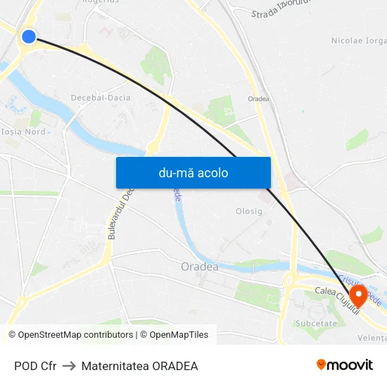 Harta de POD Cfr către Maternitatea ORADEA