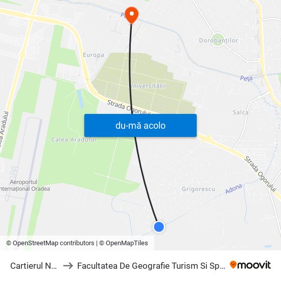 Harta de Cartierul Nou către Facultatea De Geografie Turism Si Sport