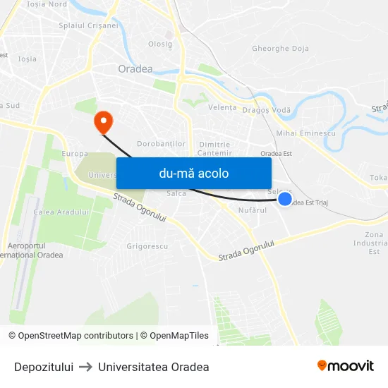 Harta de Depozitului către Universitatea Oradea