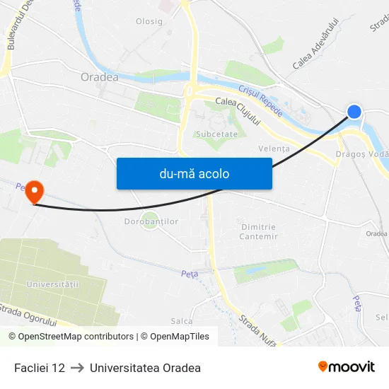 Harta de Facliei 12 către Universitatea Oradea