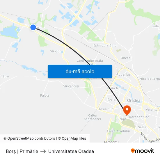 Harta de Borș | Primărie către Universitatea Oradea