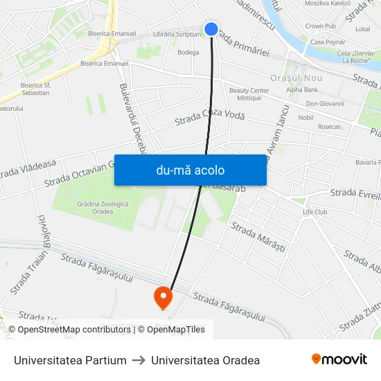 Harta de Universitatea Partium către Universitatea Oradea